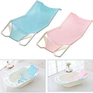 Confortable lavable Portable Siège de douche Mesh Double Couche Croix Forme Élastique Bébé Bain Net