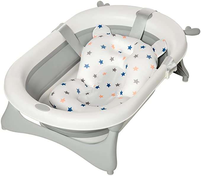 Baignoire Pliable Bébé HOMCOM - 0 à 6 Ans, Plastique Antidérapant, 75,3x55,4x43cm, Capacité 105L