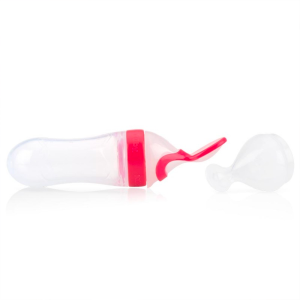 Biberon cuillère semi-rigde en silicone pour repas liquide (soupe, campotte) +6mois Rouge - Nuby