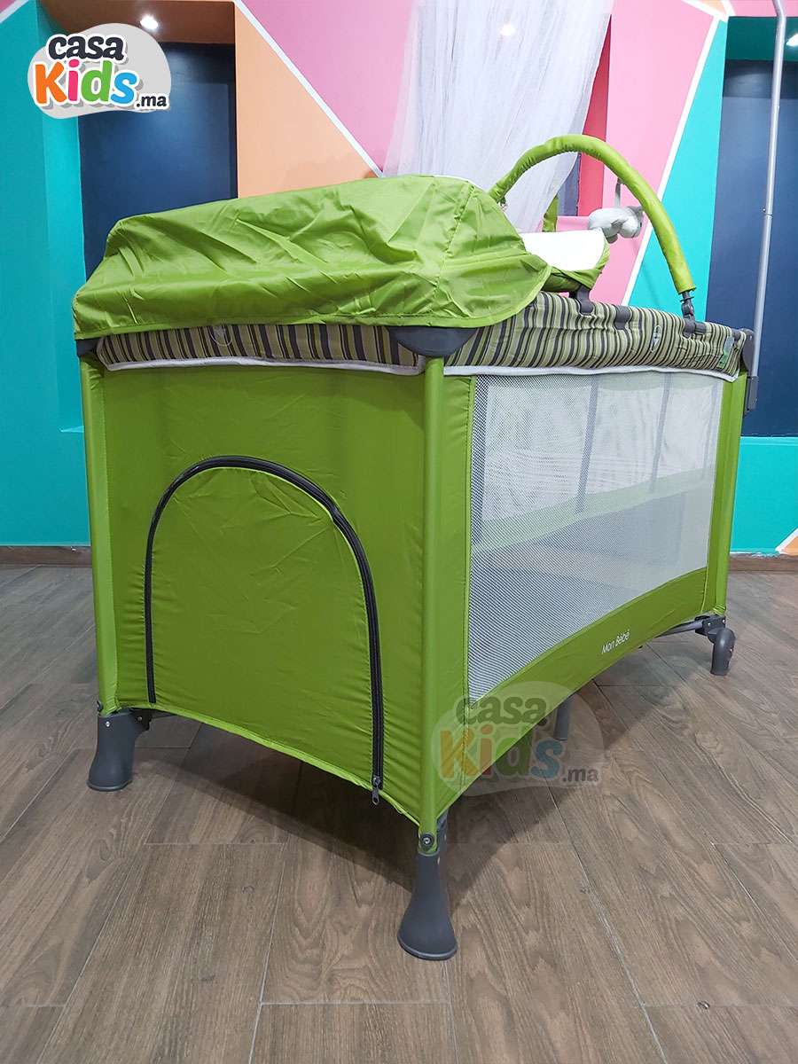 Lit parc MonBébé + plan a langer + mobilo + voile - Vert – Image 4