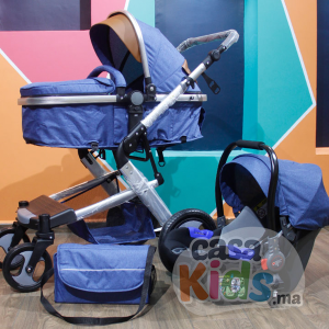 Poussette Robuste 4 en 1 - maxi cosi et sac - bleu