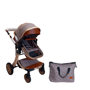Poussette tendance paysage réversible 2 en 1 avec sac à langer - Biege