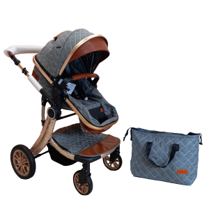 Poussette tendance paysage réversible 2 en 1 avec sac à langer - Gris