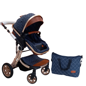 Poussette tendance paysage réversible 2 en 1  + sac à langer - Bleu Marine