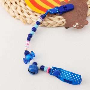Attache sucette chaine avec une petite clochette pour bébé - Bleu