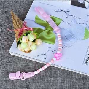 Attache sucette chaine pour bébé - Rose