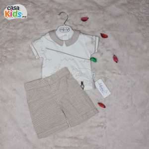 Ensemble t-shirt + short shark marron - Jolly Joy