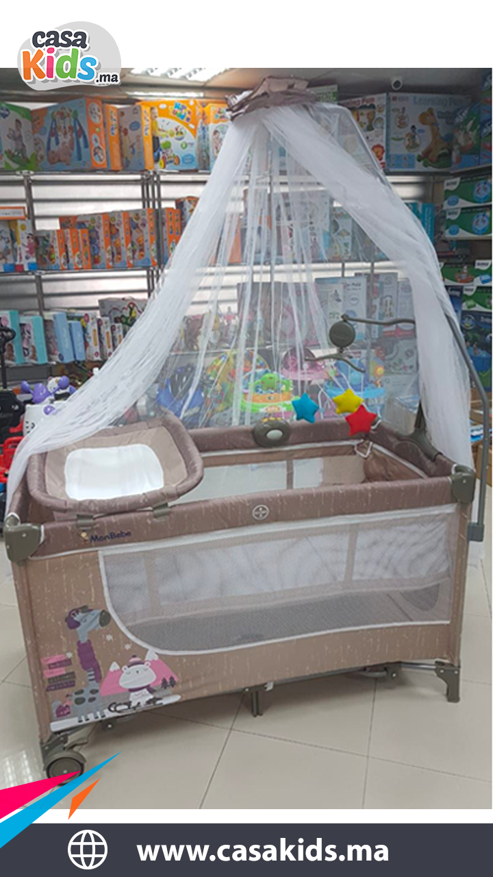 Lit parc MonBébé + plan a langer + mobilo + voile – Image 5