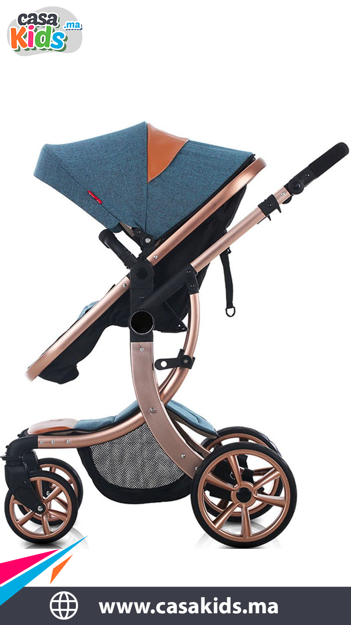 Poussette tendance robuste en aluminium - Bleu