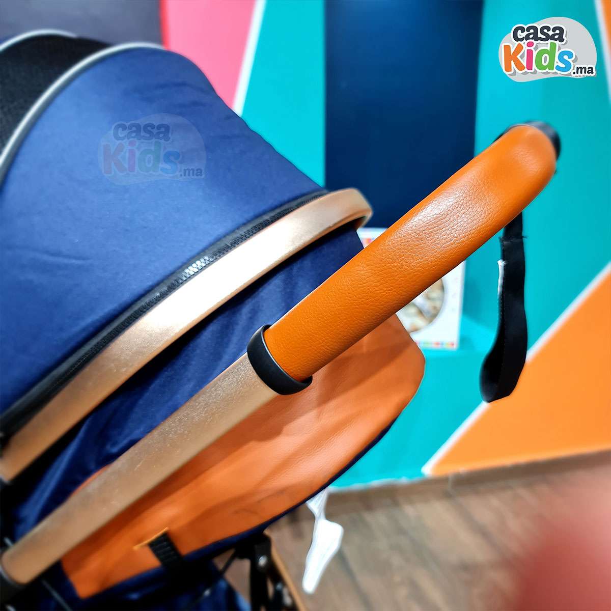 Poussette tendance robuste en aluminium clic-clac Bleu Marine - Mybebe – Image 14