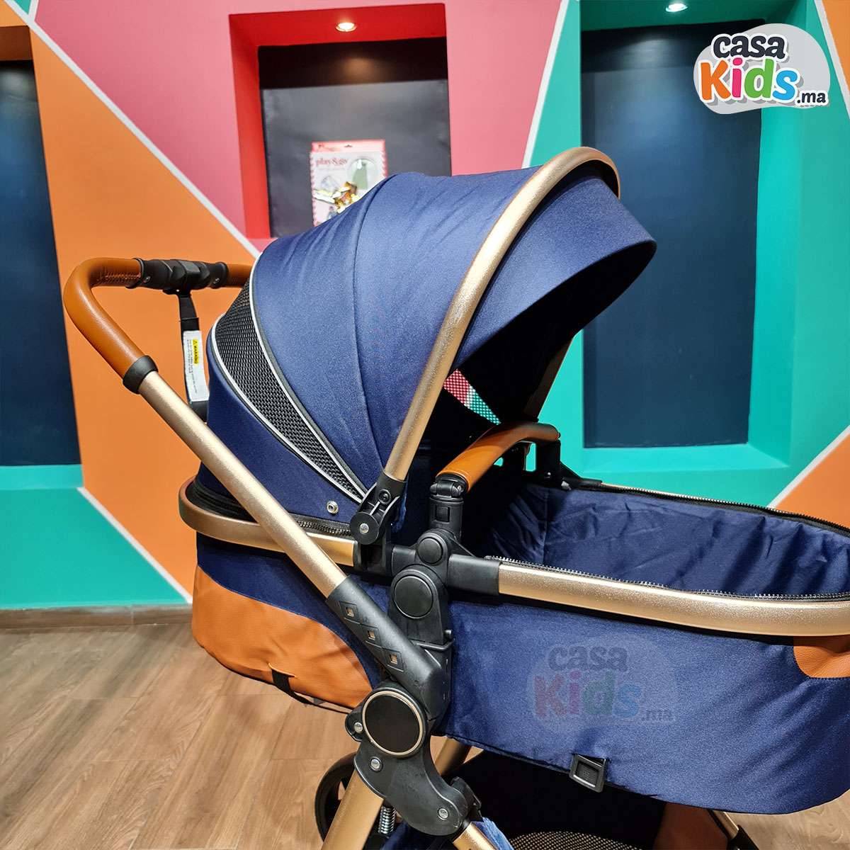Poussette tendance robuste en aluminium clic-clac Bleu Marine - Mybebe – Image 4