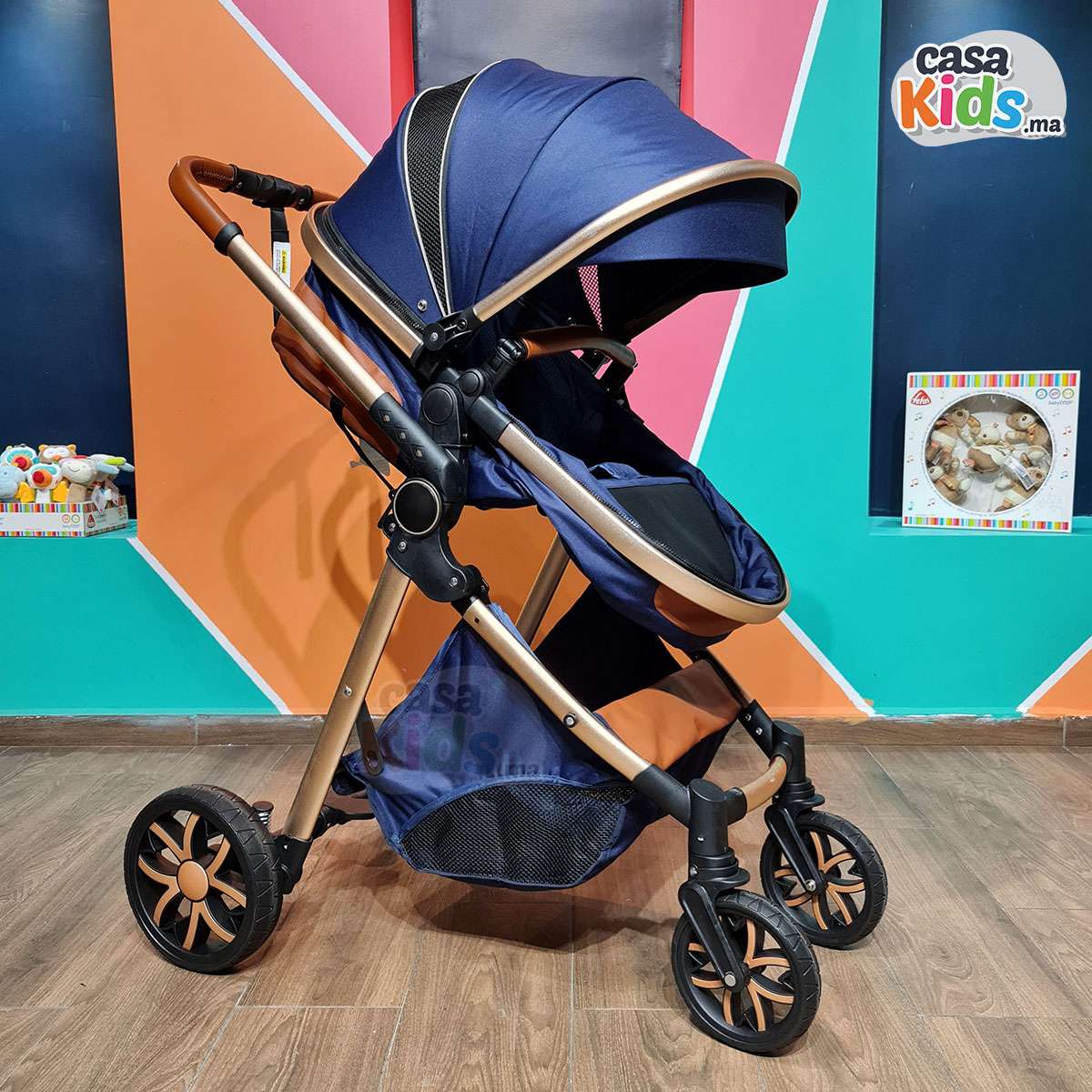 Poussette tendance robuste en aluminium clic-clac Bleu Marine - Mybebe – Image 6