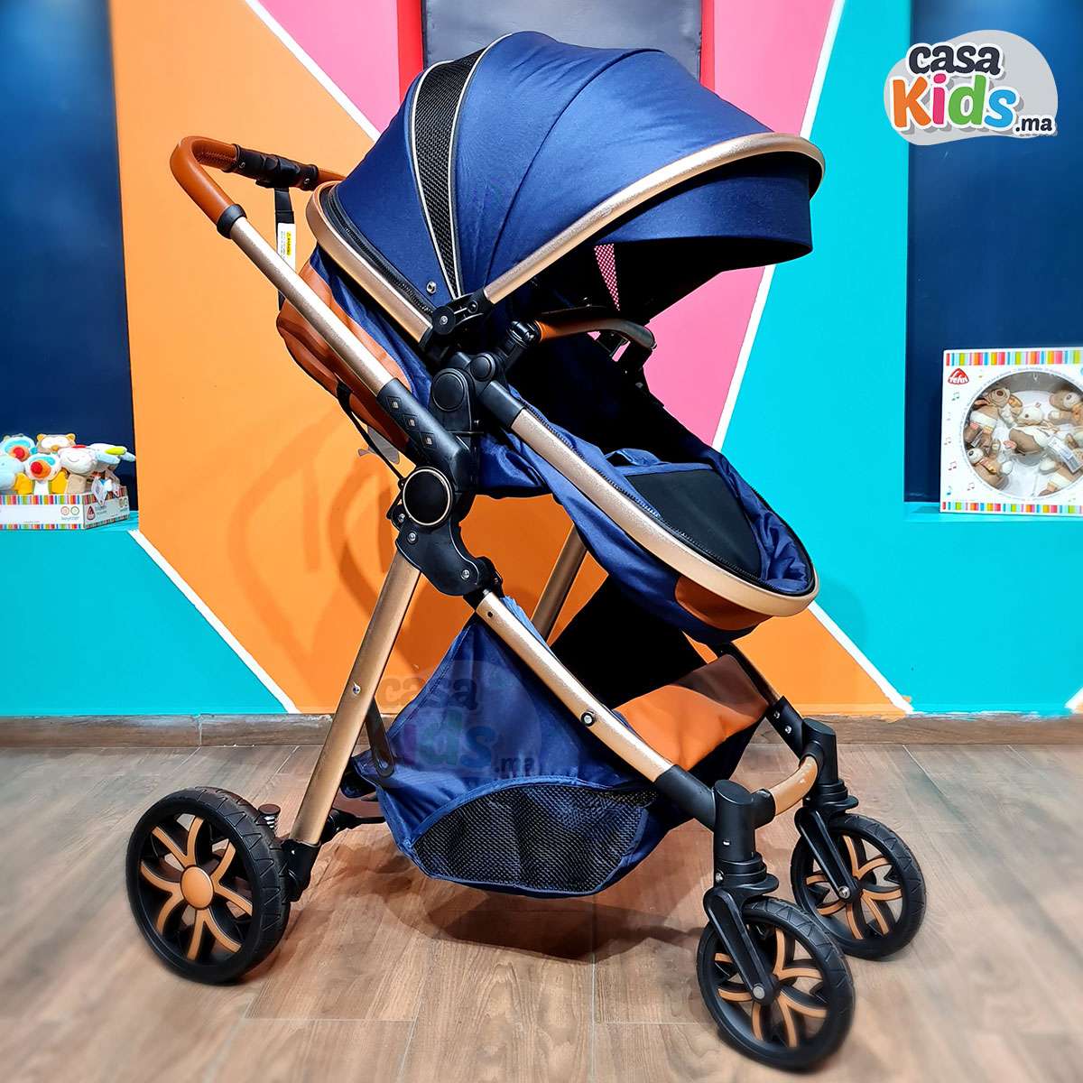 Poussette tendance robuste en aluminium clic-clac Bleu Marine - Mybebe – Image 7
