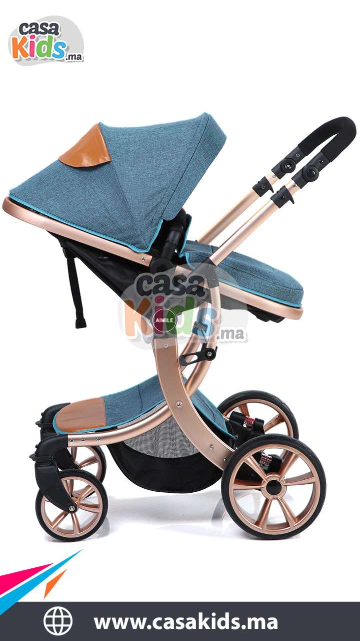Poussette tendance robuste en aluminium - Bleu – Image 4