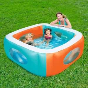 Bestway 51132 Piscine gonflable carrée avec hublots Window 168 x 168 x 56 cm