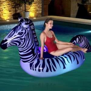 Bestway Schwimmtier Zebra mit LED-Licht 254 x 142 cm Animal de Natation Zèbre avec lumière, 41406, 0