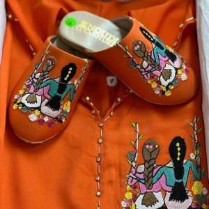 Ensemble Jellaba pour fille-orange+babouche