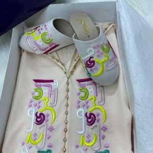 Ensemble Jellaba pour fille -beige+babouche