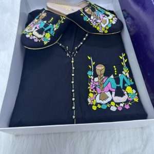 Ensemble Jellaba pour fille- noir+babouche