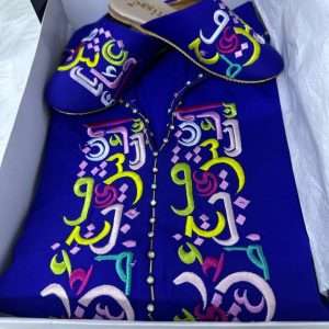 Ensemble Jellaba pour fille-bleu+babouche